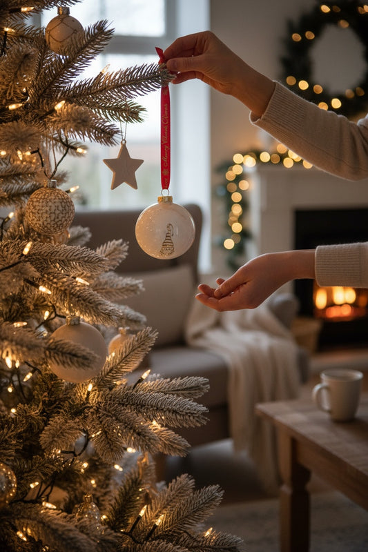 Julekugler - mellem rund, hvid