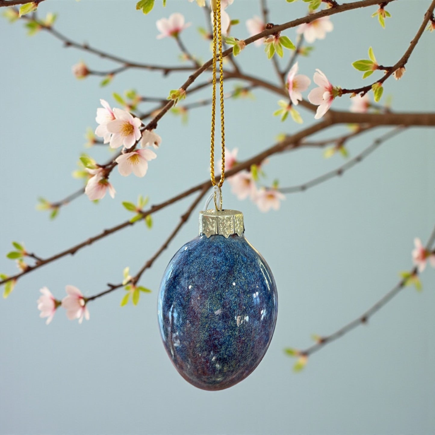 Påskeæg 6 cm lilla/blå med effekt