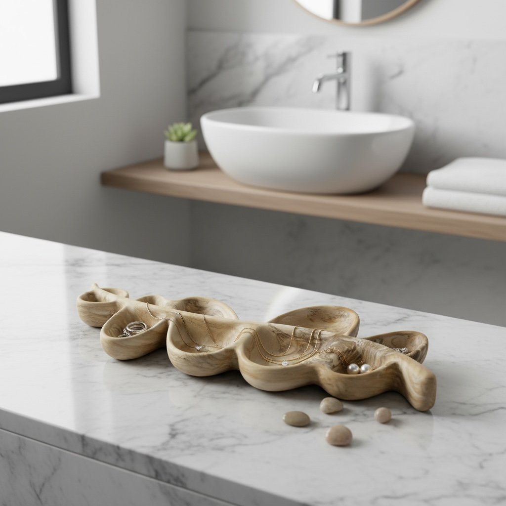 Saga smykkefad marmoreret beige