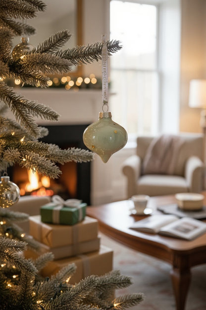 Julekugler - lille dråbe, Hvid