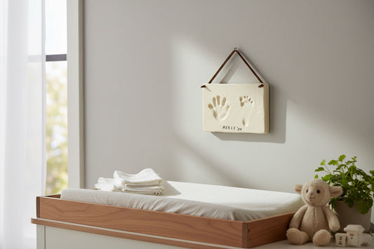 Keramik baby hånd/fod aftryk - 2 stk