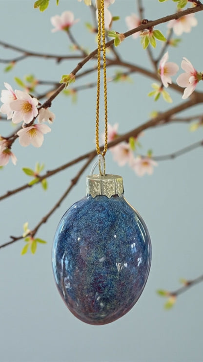 Påskeæg 6 cm lilla/blå med effekt